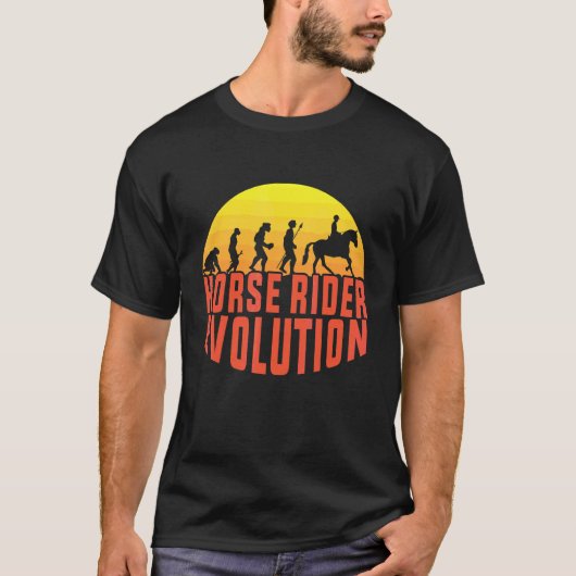 Evolutie van paardrijden t-shirt (Voorkant)