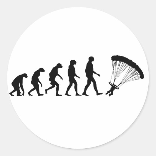 Evolutie van parachuting ronde sticker (Voorkant)
