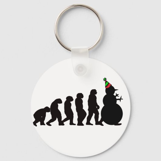 Evolutie van Snowman, Fun Winter Apparel en Gifts Sleutelhanger (Voorkant)