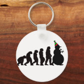Evolutie van Snowman, Fun Winter Apparel en Gifts Sleutelhanger (Voorkant)
