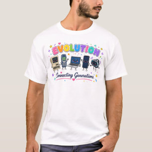 Evolutie van technologie die generaties verbindt t-shirt