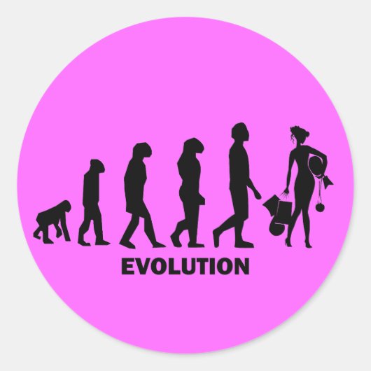 Evolutie van winkelen ronde sticker (Voorkant)