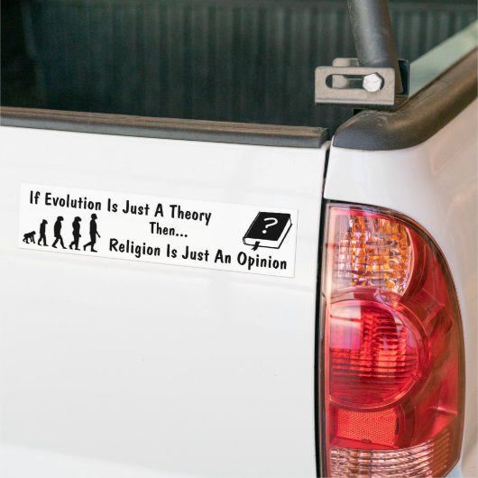 Evolutie vs Religie Bumpersticker (Op Truck)