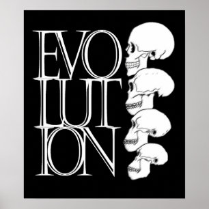 Evolutie (zwart, met witte rand) poster
