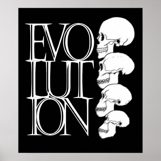 Evolutie (zwart, met witte rand) poster (Voorkant)