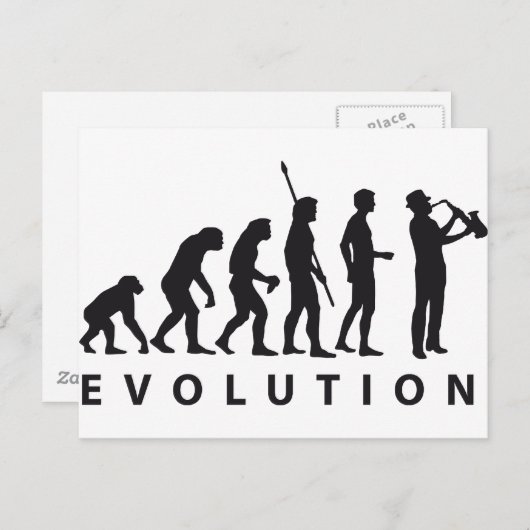 evolutiesaxofon briefkaart (Voorkant / Achterkant)
