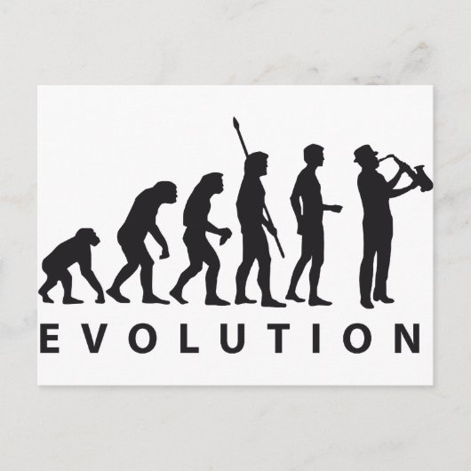 evolutiesaxofon briefkaart (Voorkant)