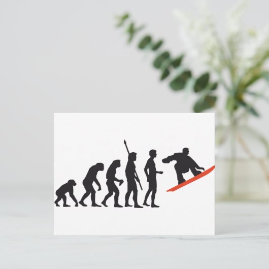 evolutiesnowboard briefkaart (Staand voorkant)