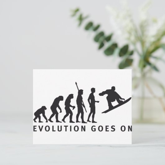 evolutiesnowboard briefkaart (Staand voorkant)