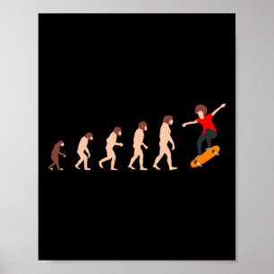 Evolutietheorie Skateboarden Grappig Poster