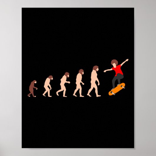 Evolutietheorie Skateboarden Grappig  Poster (Voorkant)