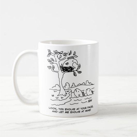 Evolutietheorie. Vis in een Nest Koffiemok (Links)