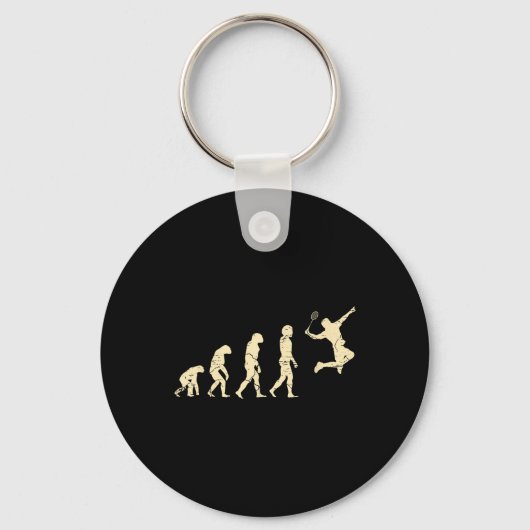 Evolution Badminton Speler Shuttle Racket Sleutelhanger (Voorkant)