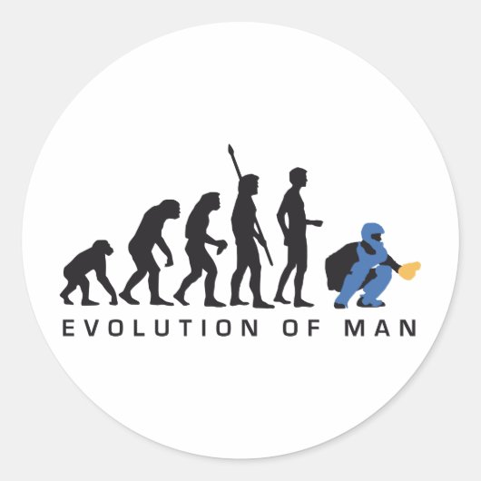 evolution baseball catcher ronde sticker (Voorkant)