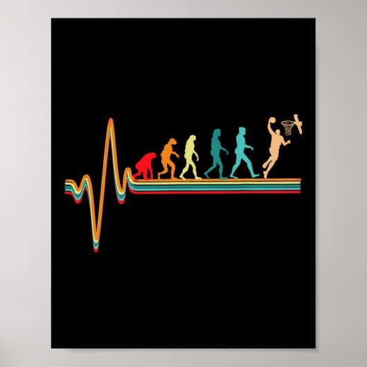 Evolution Basketbal Speler Ball Game Hartslag Poster (Voorkant)