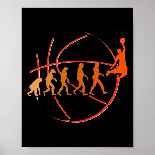 Evolution Basketbal Speler Ball Game Hoops Poster (Voorkant)