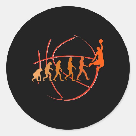 Evolution Basketbal Speler Ball Game Hoops Ronde Sticker (Voorkant)