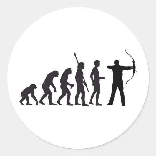 evolution bow and arrow ronde sticker (Voorkant)