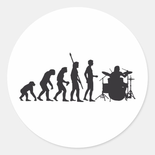 evolution drummer ronde sticker (Voorkant)