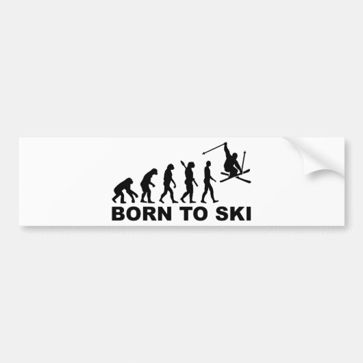Evolution Geboren in Ski Bumpersticker (Voorkant)