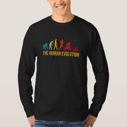 Evolution Grafische Triatlon Hardlopen Zwemmen Bik T-shirt (Voorkant)