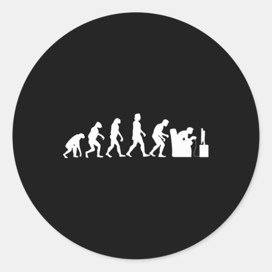 Evolution Grappige Retro Videogame Gamer Nerd Gift Ronde Sticker (Voorkant)