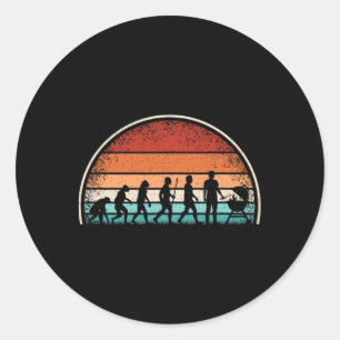 Evolution Grillen Grappig BBQ Retro Grill Rbecue 1 Ronde Sticker