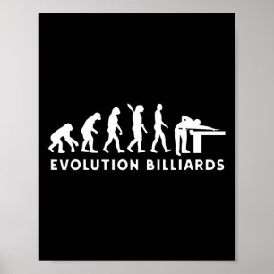 Evolution Menselijke Biljart Heren spelen Billia Poster