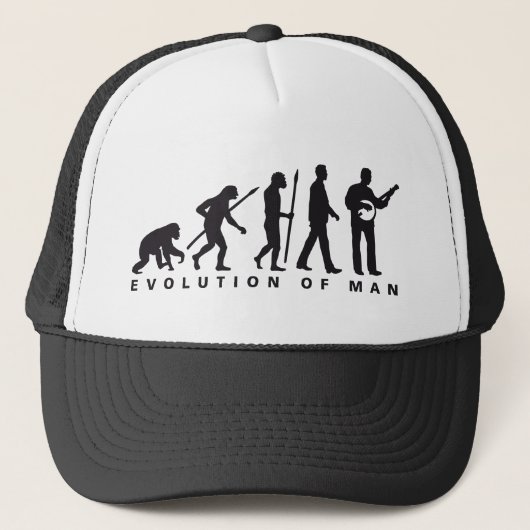 evolution of man banjo player trucker pet (Voorkant)