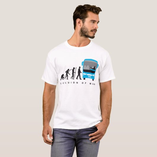 evolution of man bus driver t-shirt (Voorkant volledig)