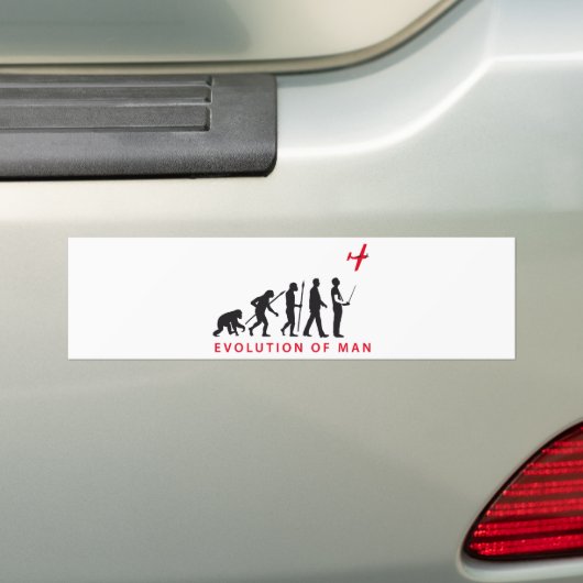 evolution of man controling model airplane bumpersticker (Op auto)
