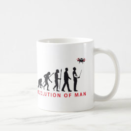 evolution of man controlling drone koffiemok