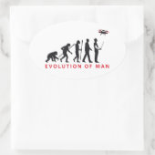 evolution of man controlling drone ovale sticker (Tas)