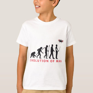 evolution of man controlling drone t-shirt