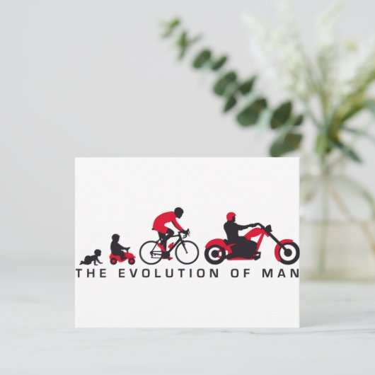 evolution of man motorcycle biker briefkaart (Staand voorkant)