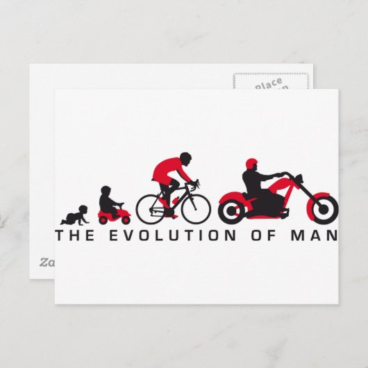 evolution of man motorcycle biker briefkaart (Voorkant / Achterkant)