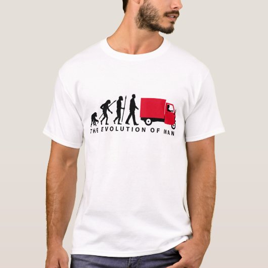 Evolution of man Piaggio Ape mini transporter T-shirt (Voorkant)