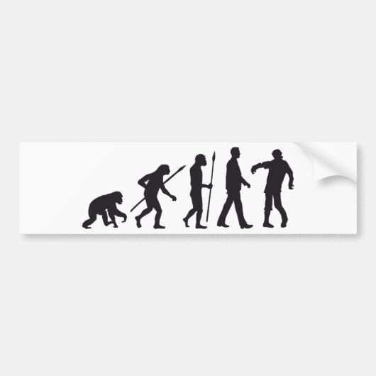evolution of man zombie walking dead bumpersticker (Voorkant)