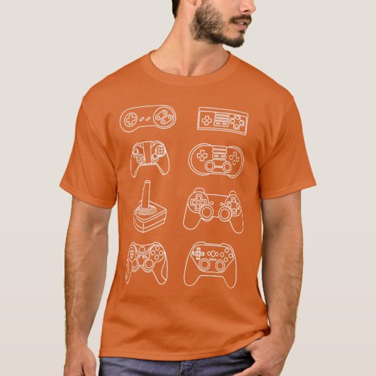 Evolution of Video Game Controllers Geek Nerd Game T-shirt (Voorkant)
