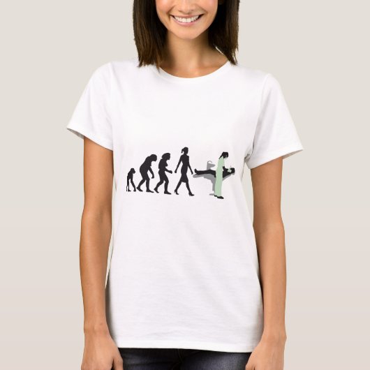 evolution of woman female dentist t-shirt (Voorkant)