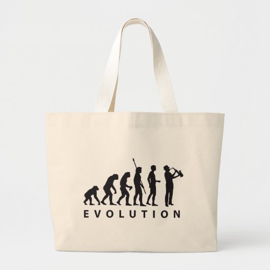 evolution saxophon grote tote bag (Voorkant)