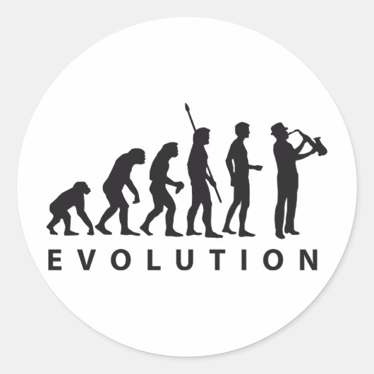 evolution saxophon ronde sticker (Voorkant)