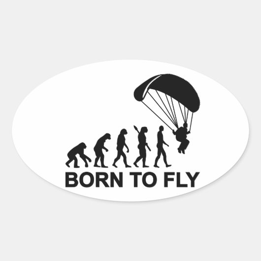 Evolution Skydiving, geboren om te vliegen Ovale Sticker (Voorkant)