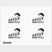 Evolution Skydiving, geboren om te vliegen Ovale Sticker (Vel)