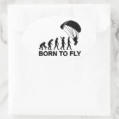 Evolution Skydiving, geboren om te vliegen Ovale Sticker (Tas)