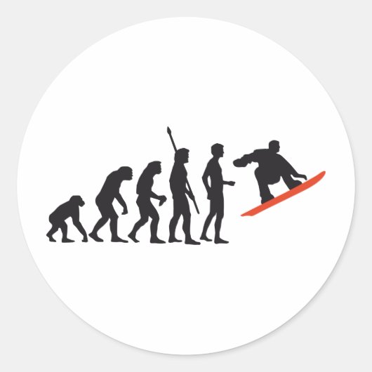 evolution snowboard ronde sticker (Voorkant)