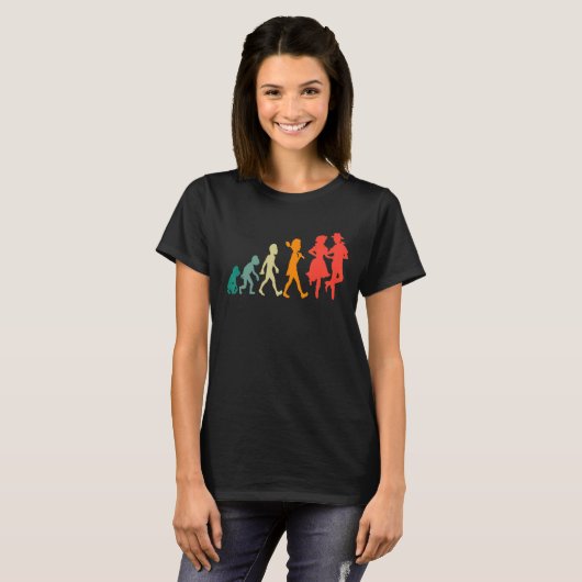 Evolution Square Dance Funny Retro T-shirt (Voorkant volledig)