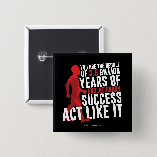 Evolutionair succes vierkante button 5,1 cm (Voorkant /achterkant)