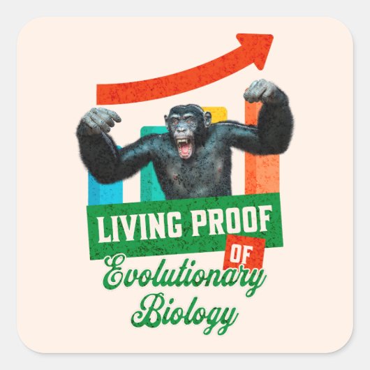 Evolutionaire Biologie Primaat Humor Vierkante Sticker (Voorkant)
