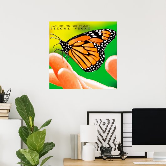 Evolve aan geweldloosheid. Word Vegan. Poster (Thuiskantoor)